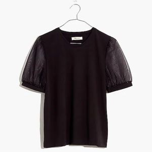 Madewell Black Tshirt with Mesh Sleeves